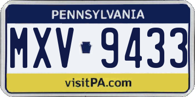 PA license plate MXV9433