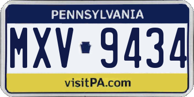 PA license plate MXV9434