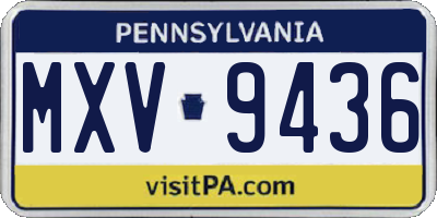PA license plate MXV9436