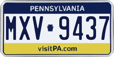 PA license plate MXV9437