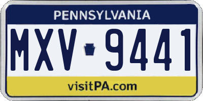 PA license plate MXV9441