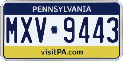 PA license plate MXV9443