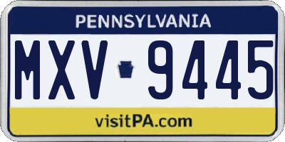 PA license plate MXV9445