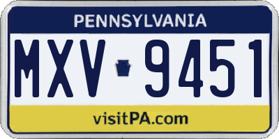 PA license plate MXV9451