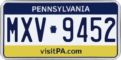 PA license plate MXV9452