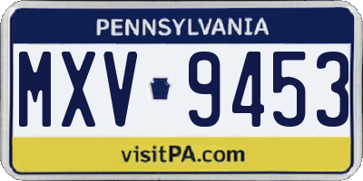 PA license plate MXV9453