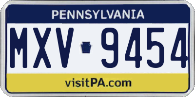 PA license plate MXV9454
