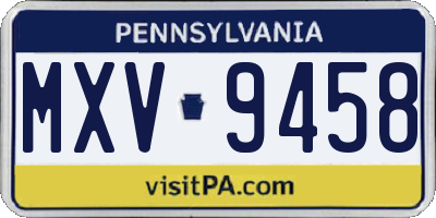PA license plate MXV9458