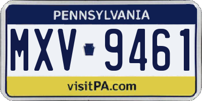 PA license plate MXV9461
