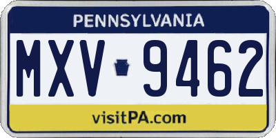 PA license plate MXV9462