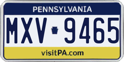 PA license plate MXV9465