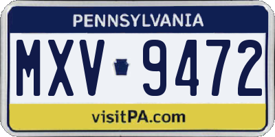 PA license plate MXV9472