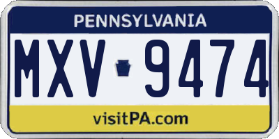 PA license plate MXV9474