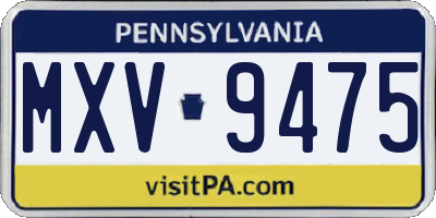 PA license plate MXV9475