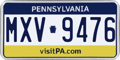 PA license plate MXV9476