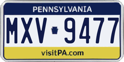 PA license plate MXV9477