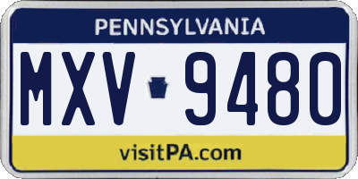PA license plate MXV9480