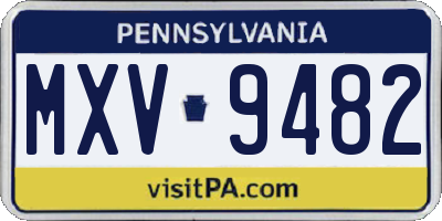 PA license plate MXV9482