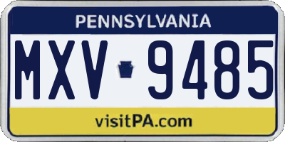 PA license plate MXV9485