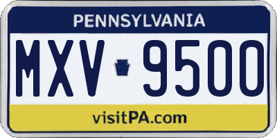 PA license plate MXV9500