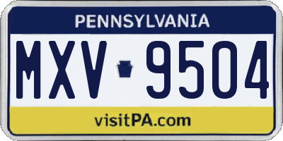 PA license plate MXV9504