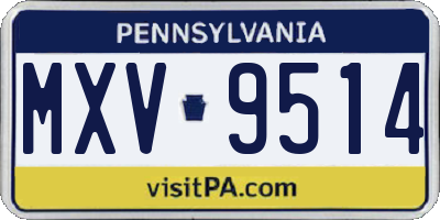 PA license plate MXV9514