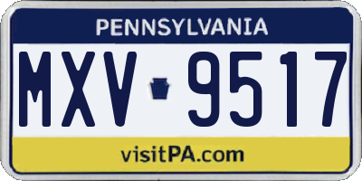 PA license plate MXV9517