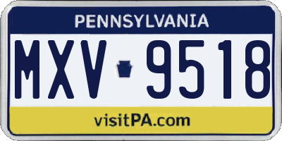 PA license plate MXV9518