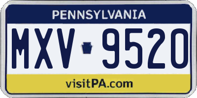 PA license plate MXV9520