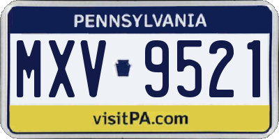 PA license plate MXV9521