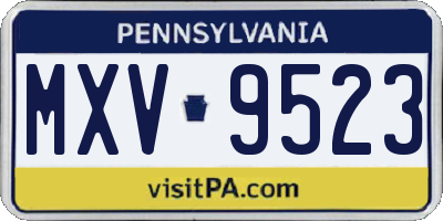 PA license plate MXV9523