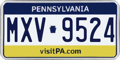 PA license plate MXV9524