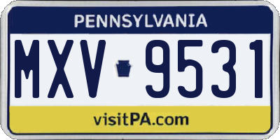 PA license plate MXV9531