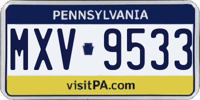 PA license plate MXV9533