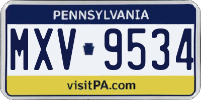 PA license plate MXV9534