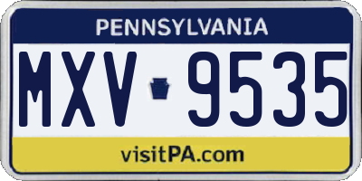 PA license plate MXV9535