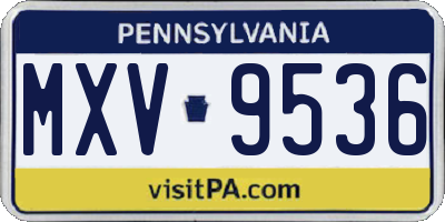PA license plate MXV9536