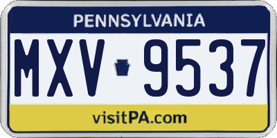 PA license plate MXV9537