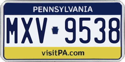 PA license plate MXV9538