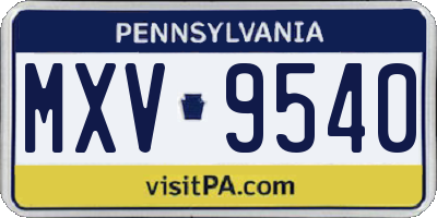 PA license plate MXV9540