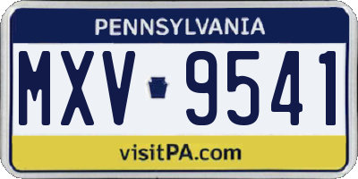 PA license plate MXV9541