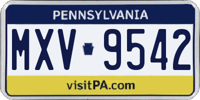 PA license plate MXV9542