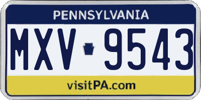 PA license plate MXV9543