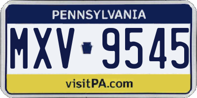 PA license plate MXV9545