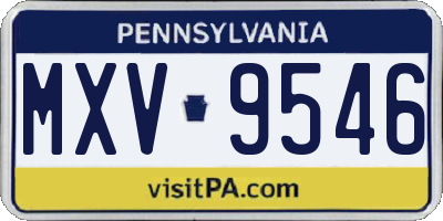 PA license plate MXV9546