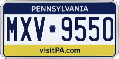 PA license plate MXV9550