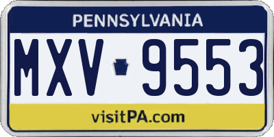 PA license plate MXV9553