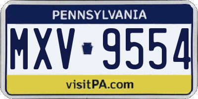 PA license plate MXV9554