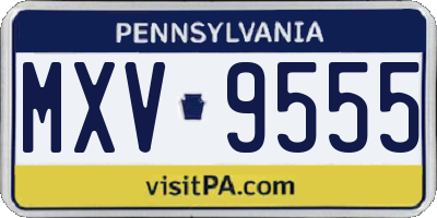 PA license plate MXV9555