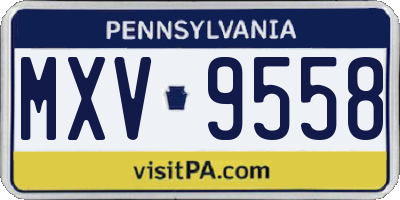PA license plate MXV9558